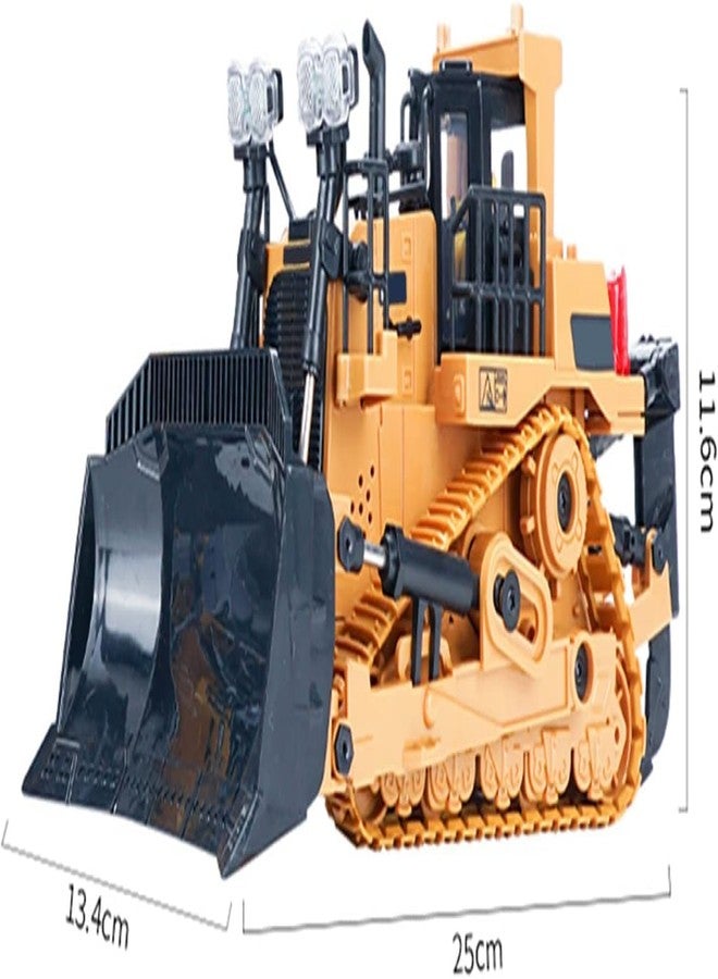 Daji Remote Control Bulldozer RC 1/24 Full Functional Construction Vehicle, 2.4Ghz 9 Channel Bulldozer Front Loader Toy with Light and Sound for Kids Age 6,7,8,9,10,11 - Multicolour - Image 3